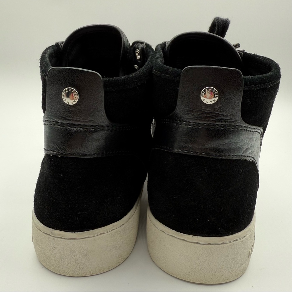 Michael Kors Black Paige High Top Leather/Suede Sneakers Size 10M - Picture 5 of 16